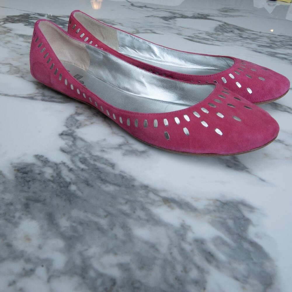 Belle By Sigersgon Morrison Pink Suede Studded Ballet Flats Shoes Size 8